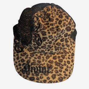 Y2K Leopard Print Trucker Hat – “Divine” Embroidered Snapback Y2K